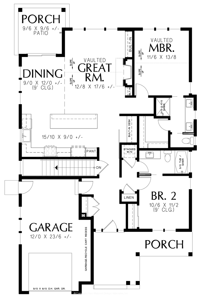 Main Floor Plan for Mascord House Plan B1180D