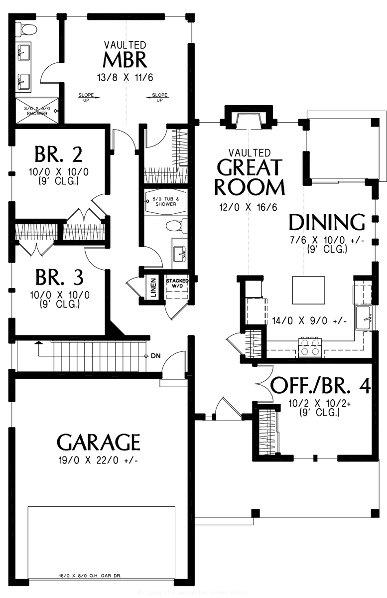 Main Floor Plan for Mascord House Plan B1187BA