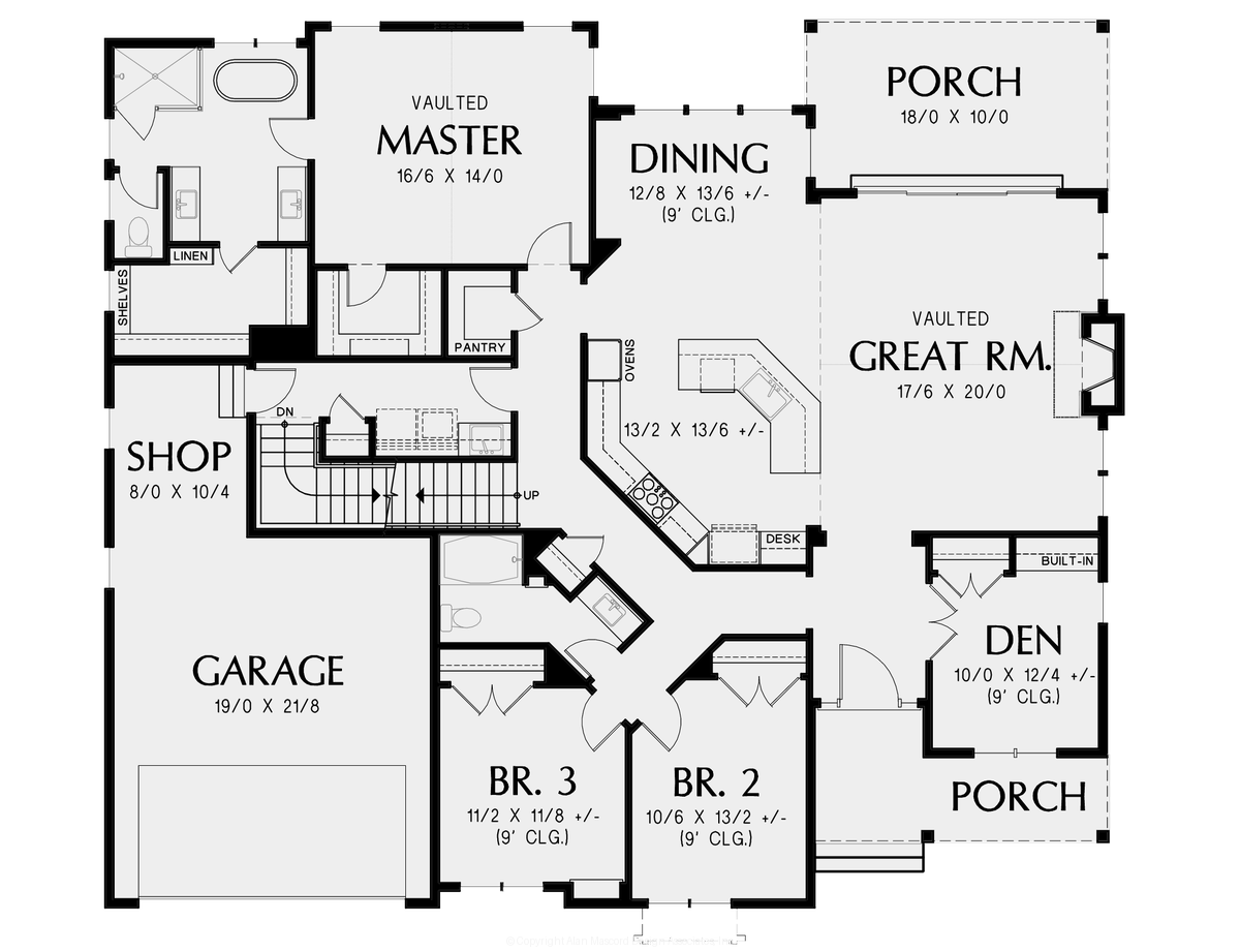 Main Floor Plan for Mascord House Plan B1231EB