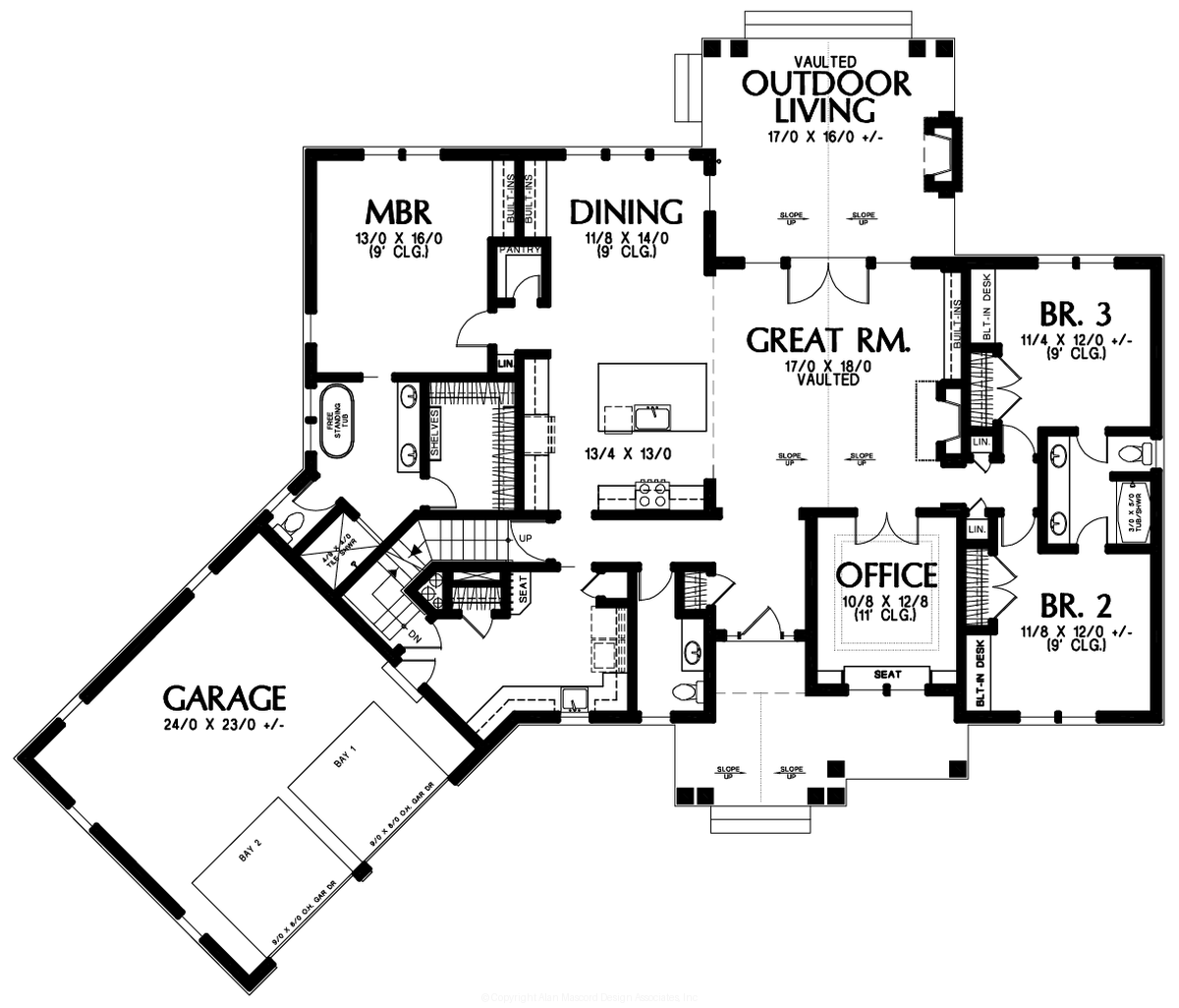 Main Floor Plan for Mascord House Plan B1248E