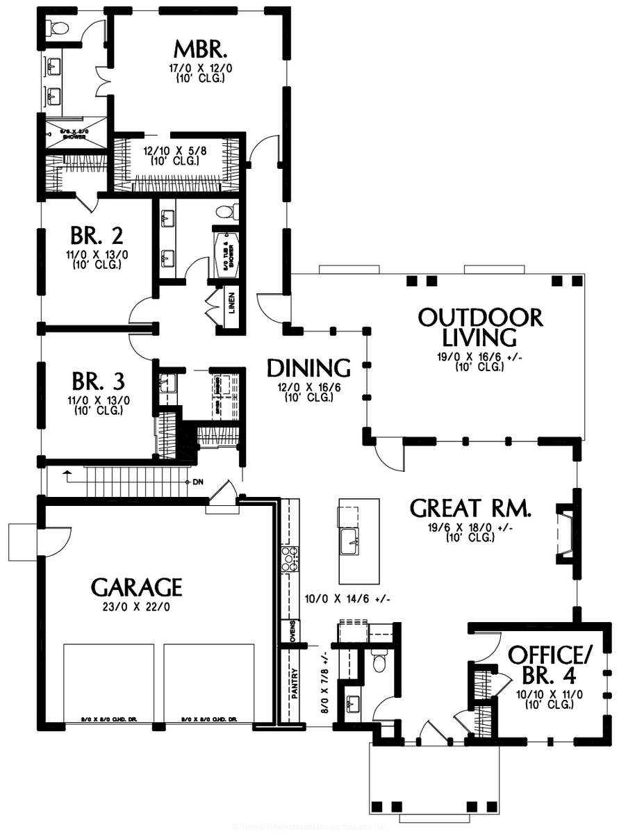 Main Floor Plan for Mascord House Plan B1286