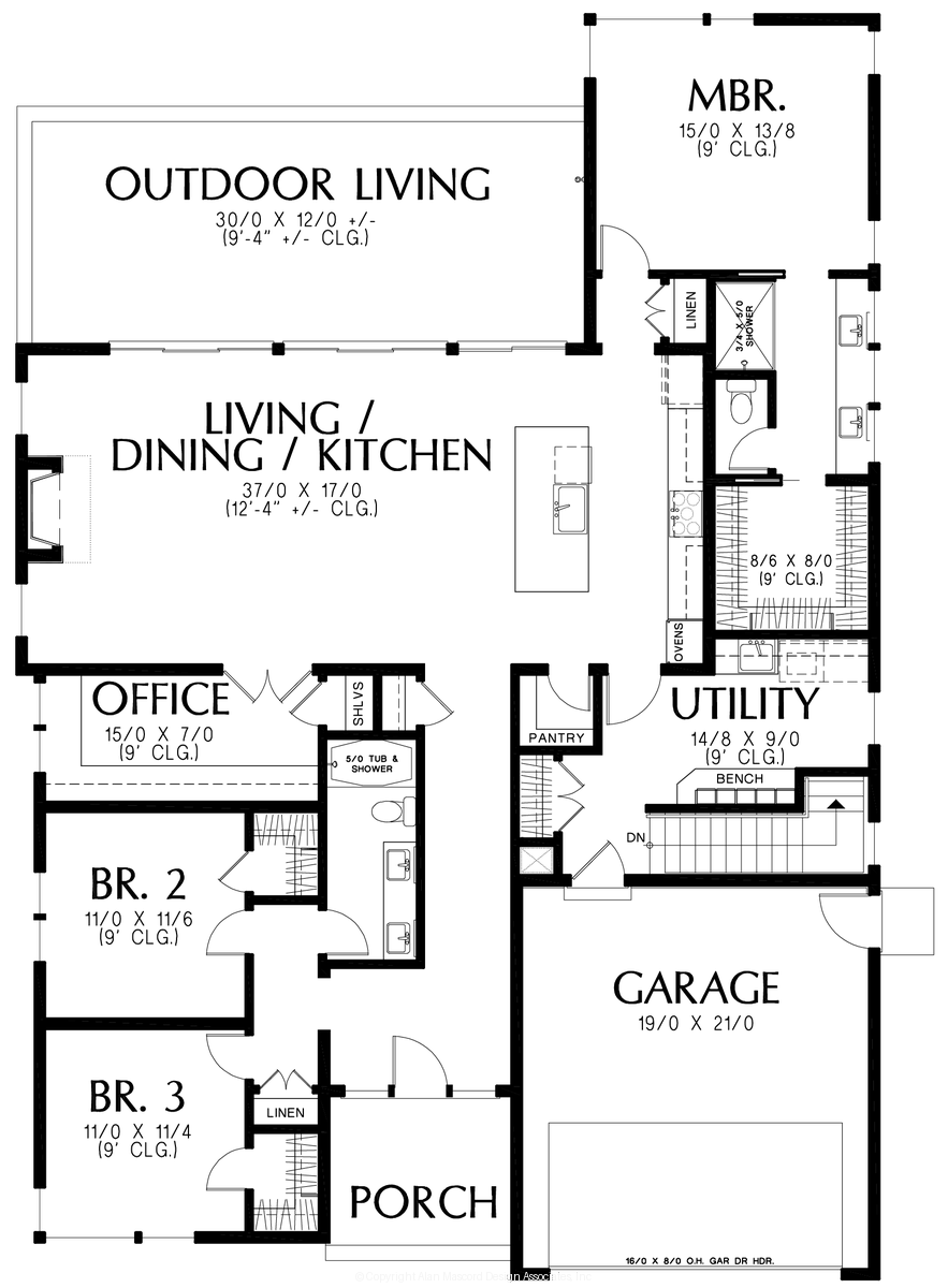 Main Floor Plan for Mascord House Plan B1289