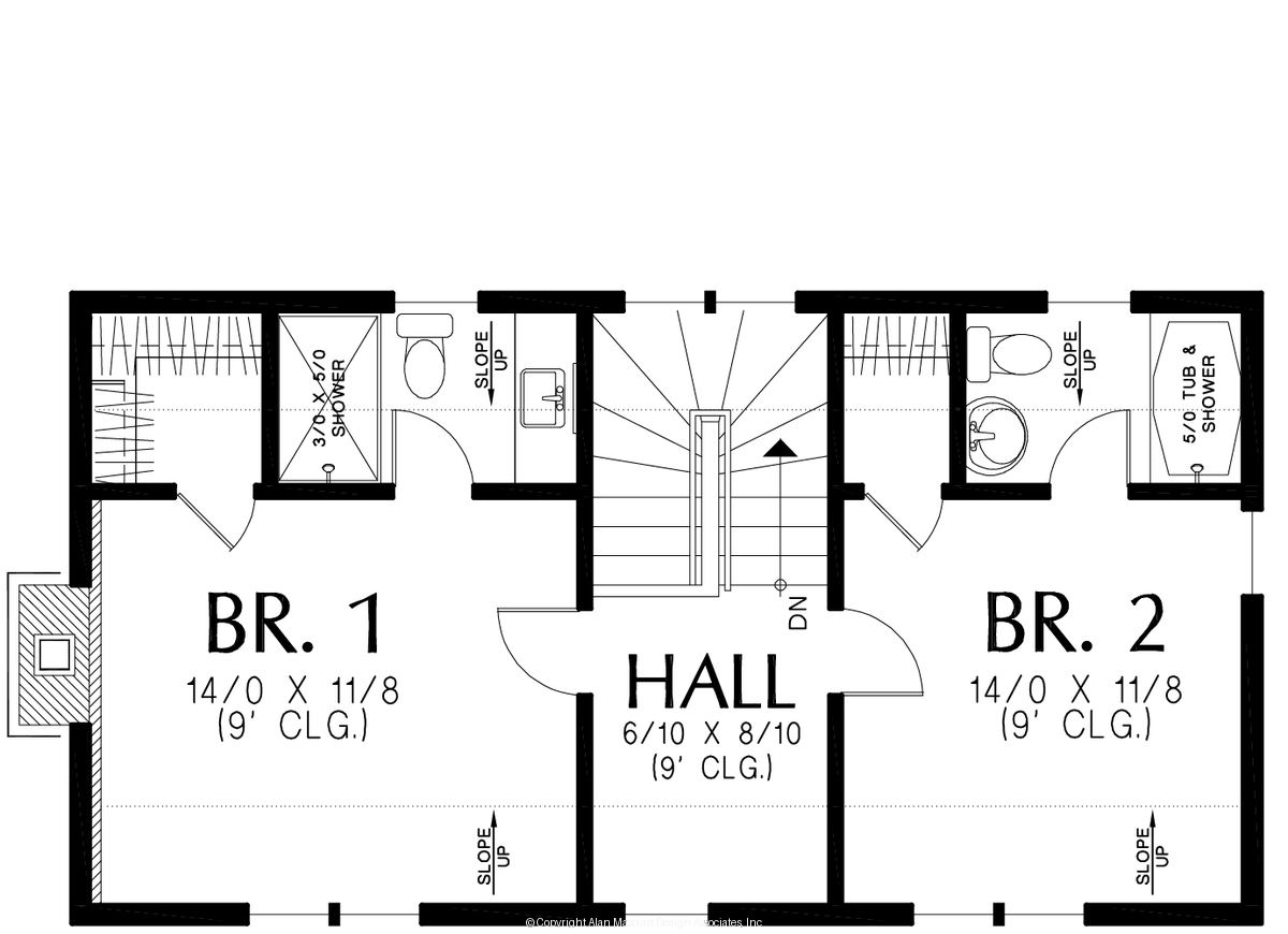 Upper Floor Plan for Mascord House Plan B21178