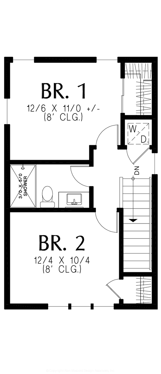 Upper Floor Plan for Mascord House Plan B21179