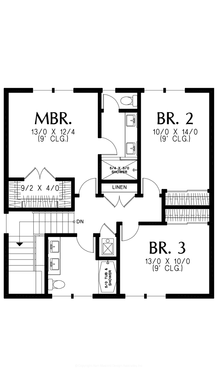 Upper Floor Plan for Mascord House Plan B21181A