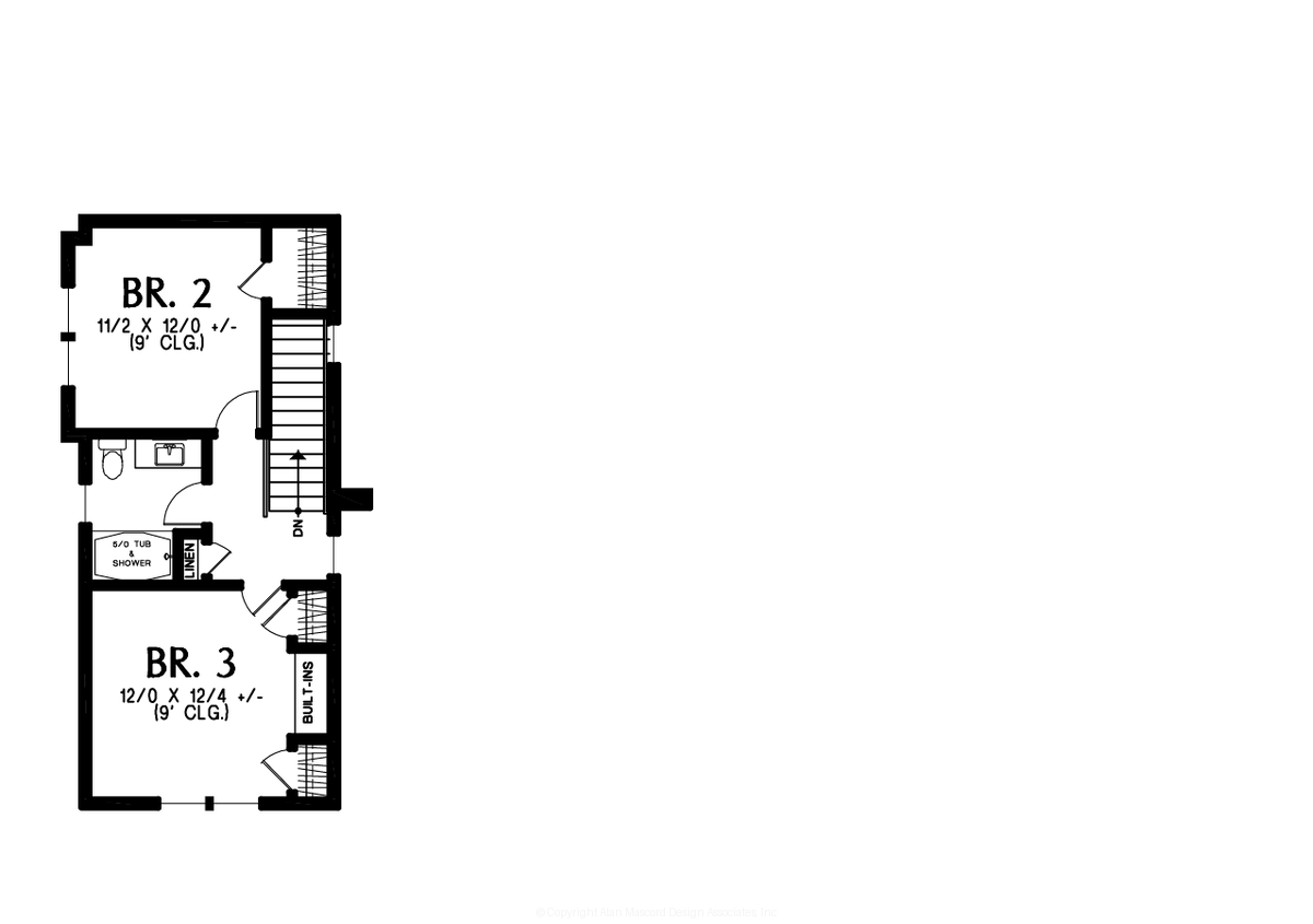 Upper Floor Plan for Mascord House Plan B22231