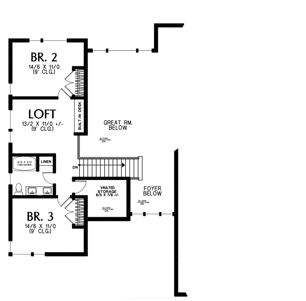 Upper Floor Plan for Mascord House Plan B22236